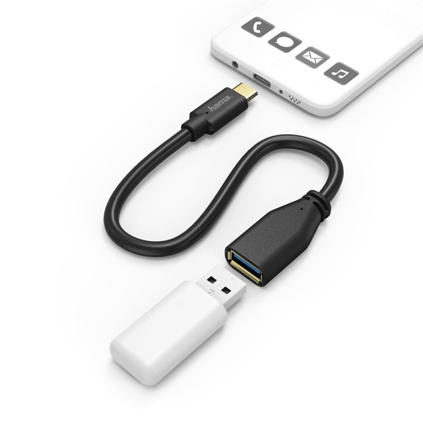 Hama Átalakító - 201605 (USB adapter, 1xUSB-C, OTG, 0,15m, fekete)