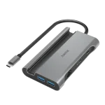 Hama USB HUB - 200143 (USB-C 7in1, 3xUSB 3.1, 2xUSB-C, 1xHDMI, 1xLAN, 100W PD, szürke)