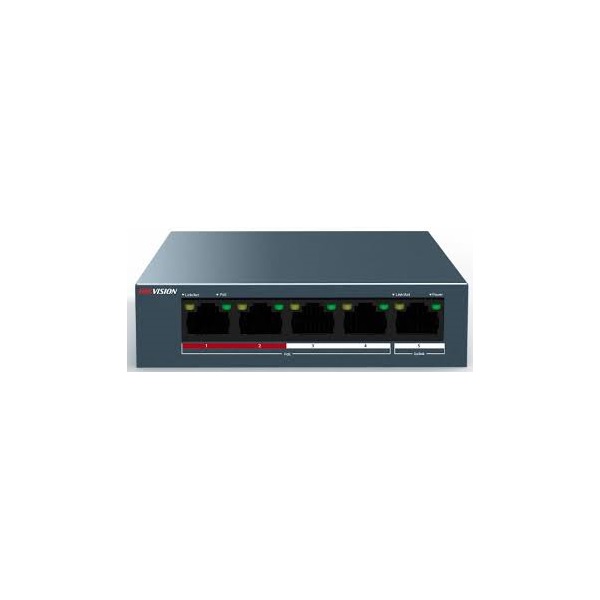 Hikvision_Switch_PoE_-_DS-3E0105P-EM_4_port_100Mbps_38W_1_uplink_port_L2-i235605.jpg Hikvision Switch PoE - DS-3E0105P-E/M (4 port 100Mbps, 45W, 1xRJ45 100Mbps) - Image 1