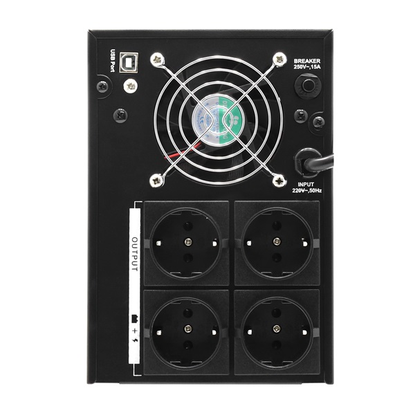 Hikvision Szünetmentes 2000VA - DS-UPS2000 (4 Schuko, line-interaktív, USB, LCD, fekete) - Image 2
