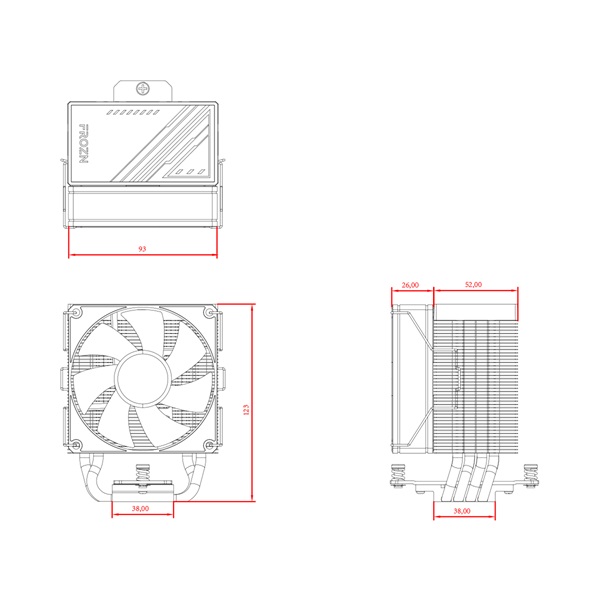 ID-Cooling CPU Cooler - FROZN A400 BLACK (25,8dB; max. 77,81 m3/h; 4pin csatlakozó, 4 db heatpipe, 9cm, PWM) - Image 7