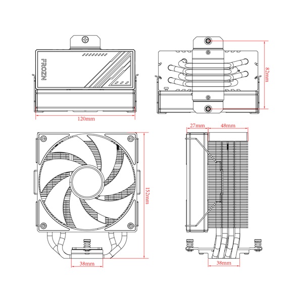 ID-Cooling CPU Cooler - FROZN A410 ARGB WHITE (29.9dB; max. 132,54 m3/h; 4pin, 4 db heatpipe, 12cm, A-RGB, PWM) - Image 6