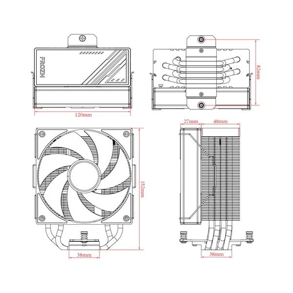 ID-Cooling CPU Cooler - FROZN A410 ARGB WHITE (29.9dB; max. 132,54 m3/h; 4pin, 4 db heatpipe, 12cm, A-RGB, PWM) - Image 6