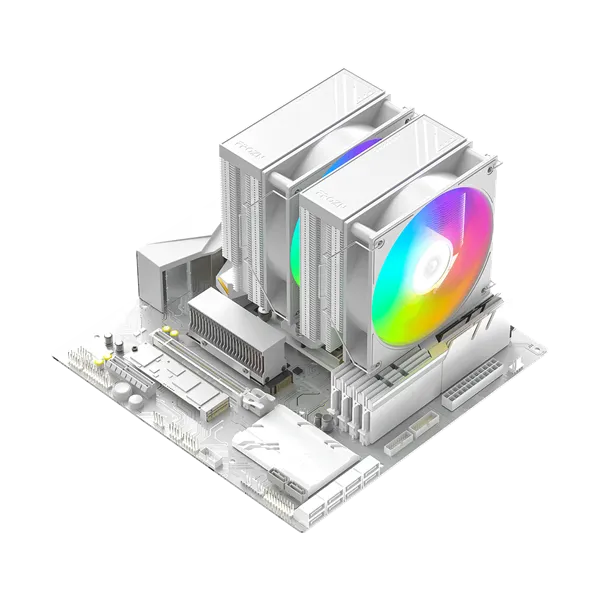 ID-Cooling CPU Cooler - FROZN A620 PRO XE ARGB SNOW (27,2dB; max 98,54 m3/h; 4Pin csatlakozó, 6 db heatpipe, 2x12cm) - Image 8