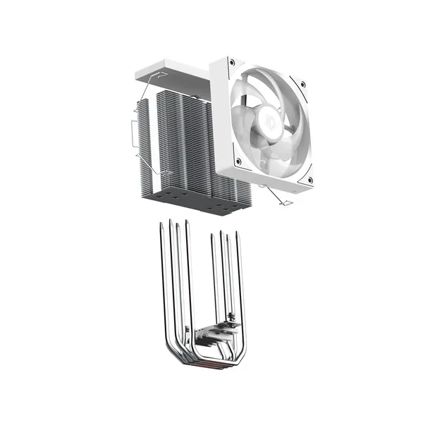 ID-Cooling CPU Cooler - SE-214-XT V2 ARGB WHITE (27,7dB; max. 98,54 m3/h; 4pin, 4 db heatpipe, 12cm, PWM, A-RGB, fehér) - Image 9