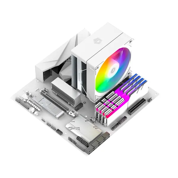 ID-Cooling CPU Cooler - SE-214-XT V2 ARGB WHITE (27,7dB; max. 98,54 m3/h; 4pin, 4 db heatpipe, 12cm, PWM, A-RGB, fehér) - Image 10