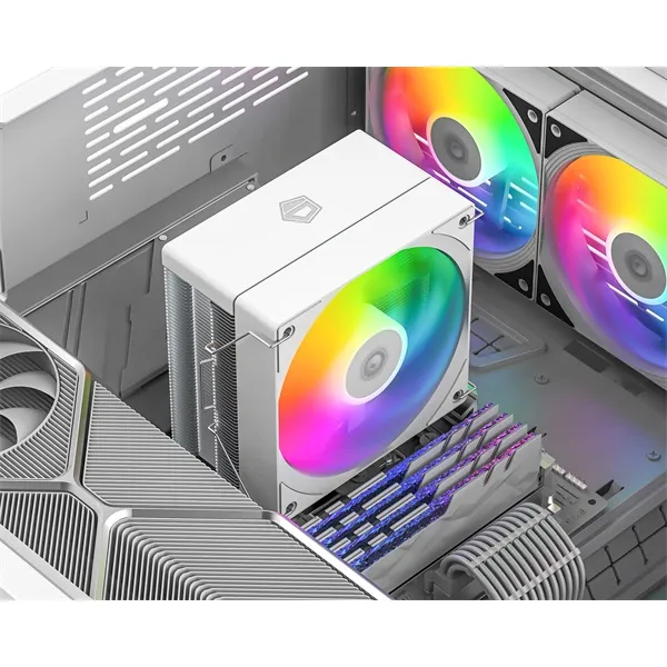 ID-Cooling CPU Cooler - SE-214-XT V2 ARGB WHITE (27,7dB; max. 98,54 m3/h; 4pin, 4 db heatpipe, 12cm, PWM, A-RGB, fehér) - Image 13