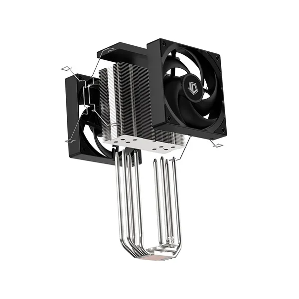 ID-Cooling CPU Cooler - SE-214-XT V2 PLUS (27,2dB; max. 98,54 m3/h; 4pin, 4 db heatpipe, 2x12cm, PWM) - Image 6