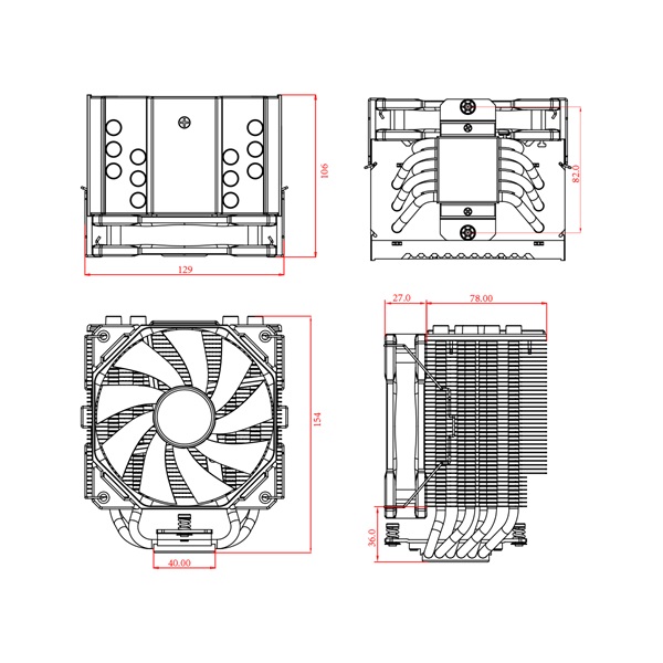 ID-Cooling CPU Cooler - SE-226-XT BLACK (16.2-35.2dB; max 129,39 m3/h; 4Pin csatlakozó, 6 db heatpipe, 12cm, PWM,) - Image 7