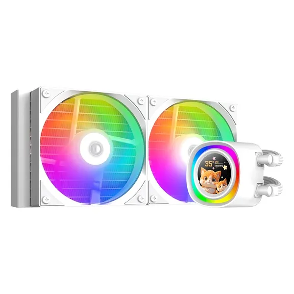 ID-Cooling CPU Water Cooler - FX240 LCD WHITE (27,2dB; max. 98,54 m3/h; 2x12cm, A-RGB, fehér) - Image 2