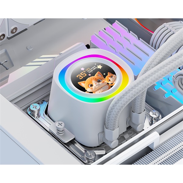 ID-Cooling CPU Water Cooler - FX240 LCD WHITE (27,2dB; max. 98,54 m3/h; 2x12cm, A-RGB, fehér) - Image 13