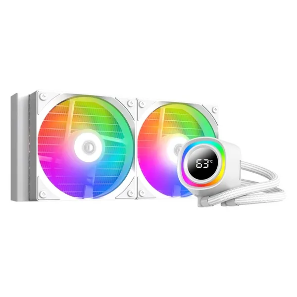 ID-Cooling CPU Water Cooler - FX240 TD WHITE (25dB; max. 98,54 m3/h; 2x12cm, A-RGB LED, fehér)