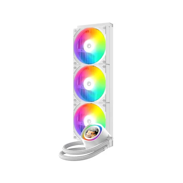 ID-Cooling CPU Water Cooler - FX360 LCD WHITE (27.2dB; max.98,54 m3/h; 3x12cm, A-RGB, fehér)