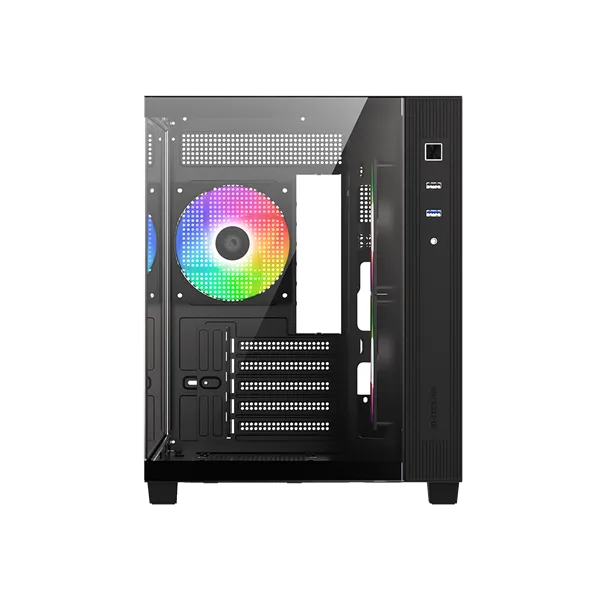 ID-Cooling Számítógépház - VIEW 500 ARGB (ablakos, 3x12cm A-RGB, BTF, mATX, 1xUSB3.0, 1xUSB2.0, fekete) - Image 3