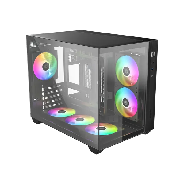 ID-Cooling Számítógépház - VIEW 500 ARGB (ablakos, 3x12cm A-RGB, BTF, mATX, 1xUSB3.0, 1xUSB2.0, fekete) - Image 10
