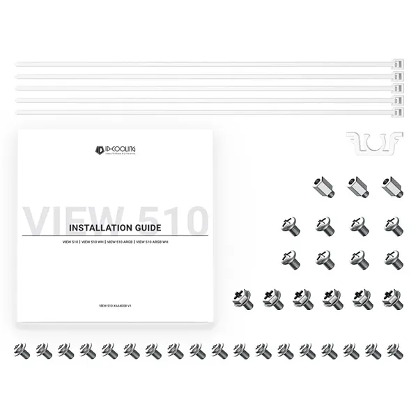 ID-Cooling Számítógépház - VIEW 510 WH (ablakos, venti nélkül, BTF, ATX, USB3.0, 1xUSB-C, fehér) - Image 7