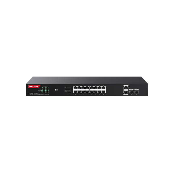 IP-COM Switch PoE - G1120P-16-250W (18x1Gbps; 2x SFP; 16 af/at PoE+ port; 230W, Rackbe szerelhető)