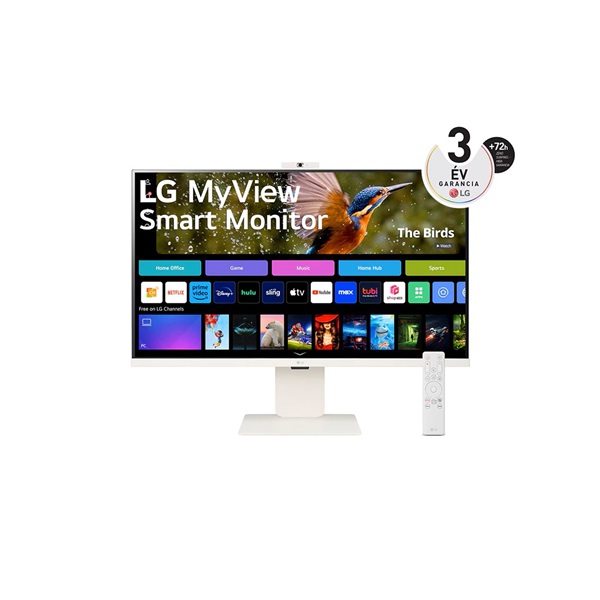 LG_Monitor_32_Smart_-_32SR85U-W_IPS_169_3840x2160_5ms_400cd_HDMI_USBx3_USB-C_BT_Spkr_webOS_Wifi_Airplay-i410962.jpg LG Smart IPS monitor 31.5" 32SR85U-W, 3840x2160, 16:9, 400cd/m2, 5ms, 2xHDMI/2xUSB/USB-C/Bluetooth/AirPlay2, hangszóró - Image 1