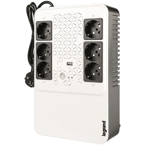 Legrand multimédiás szünetmentes elosztósor 600VA - KEOR-M (4+2)x Schuko kimenet, USB, vonali interaktív