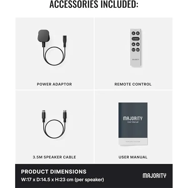 Majority Hangszóró 2.0 - D70X Fehér (70W, Bluetooth 5.3, USB, AUX, HDMI ARC, RCA, USB, Optikai, Távírányító) - Image 3