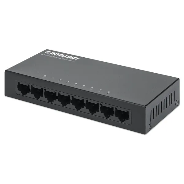 Manhattan Switch - 8 port, 100Mbps, fém ház, IEEE 802.3az, Fekete