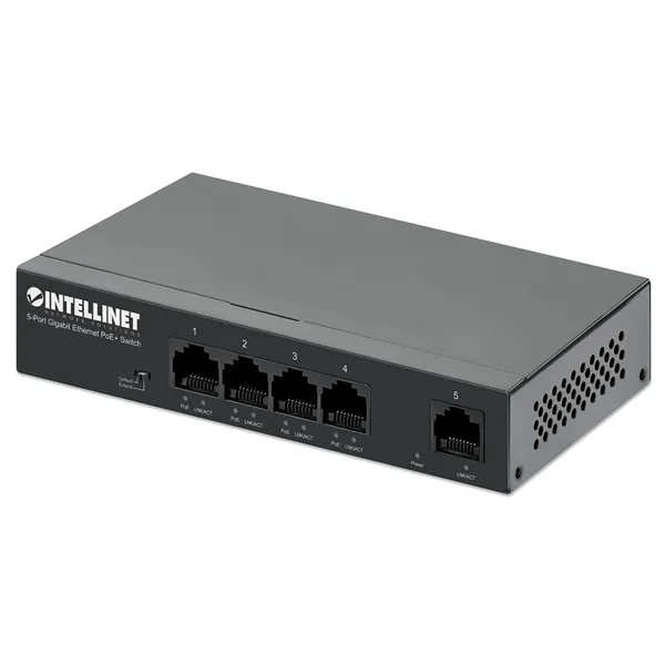 Manhattan Switch PoE - 5 port, 4db 1Gbps PoE+ + 1db 1Gbps, 802.3at/af, 40W
