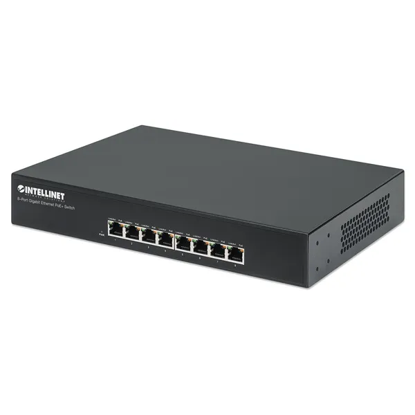 Manhattan Switch PoE - 8 port, 8db 1Gbps PoE+, rack, 802.3at/af, 140W