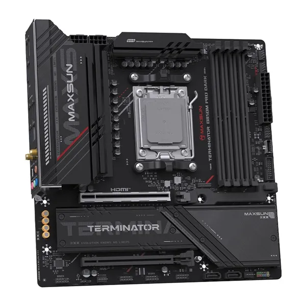 Maxsun Alaplap - AMD MS-TERMINATOR B850M PRO DARK WIFI AM5 (B850, mATX, 4xDDR5 8000MHz, 2xSATA3, 3xM.2, HDMI, DP) - Image 2