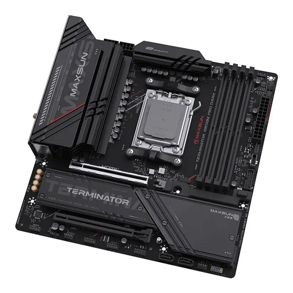 Maxsun Alaplap - AMD MS-TERMINATOR B850M PRO DARK WIFI AM5 (B850, mATX, 4xDDR5 8000MHz, 2xSATA3, 3xM.2, HDMI, DP) - Image 4