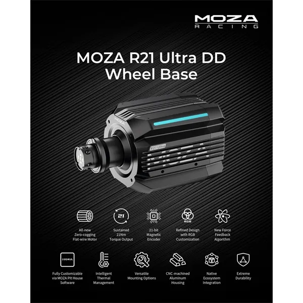Moza Racing kiegészítő - R21 Ultra Bázis (Direct Drive, 21Nm, 21bit encoder, RGB) - Image 3