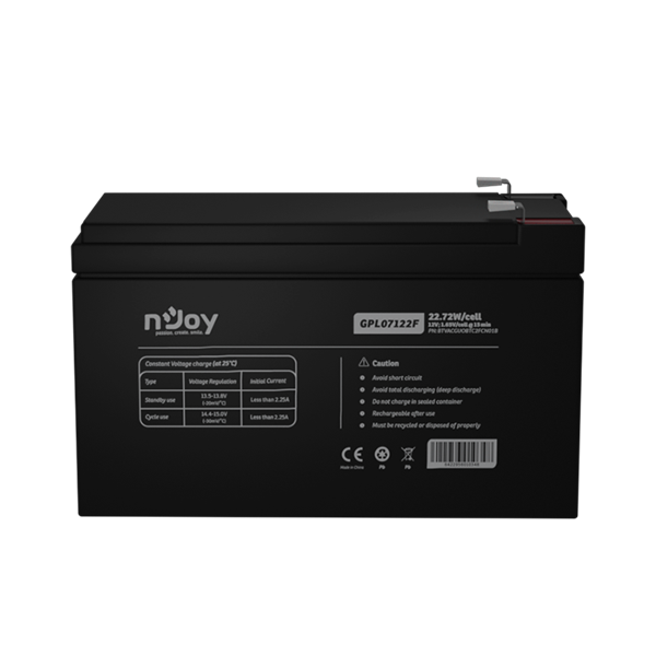 NJOY Szünetmentes akkumulátor - GPL07122F (12V/7Ah, Long-life, T2/F2, zárt, gondozás mentes, AGM) - Image 2