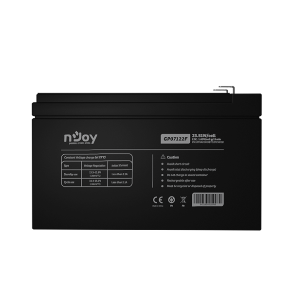 NJOY Szünetmentes akkumulátor - GPL07122F (12V/7Ah, Long-life, T2/F2, zárt, gondozás mentes, AGM) - Image 3