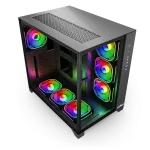 NJOY Számítógépház -  AURA (fekete, ablakos, ATX, 7x12cm, 2xUSB3.0, 1x USB-C) - Image 4