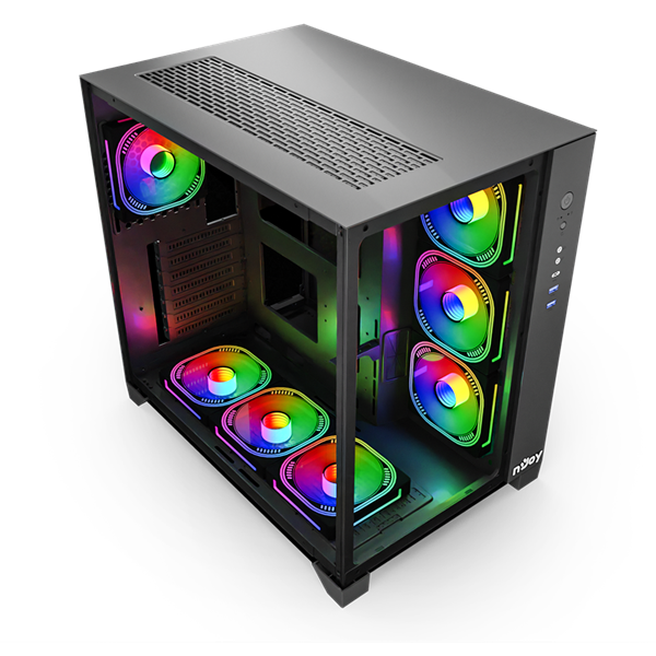 NJOY Számítógépház -  AURA (fekete, ablakos, ATX, 7x12cm, 2xUSB3.0, 1x USB-C) - Image 4