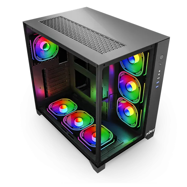 NJOY Számítógépház -  AURA (fekete, ablakos, ATX, 7x12cm, 2xUSB3.0, 1x USB-C) - Image 4
