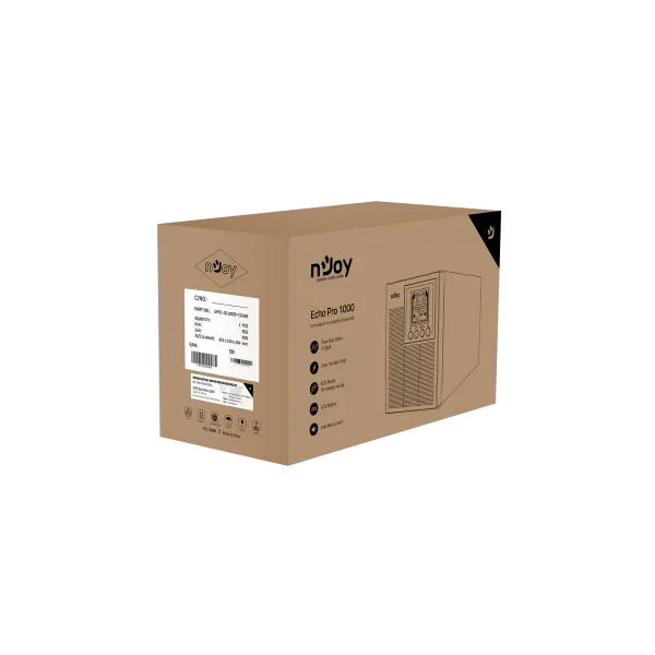 NJOY Szünetmentes  1000VA - Echo Pro 1000 (3 Schuko, RS-232, On-line, szinuszhullám, generátor támogatás, fekete) - Image 5