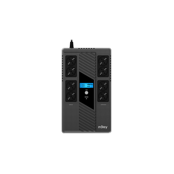NJOY Szünetmentes 800VA - Token 800 (2x4 Schuko, line-interaktív,HID USB, LCD, túlfeszültség védett, fekete) - Image 2