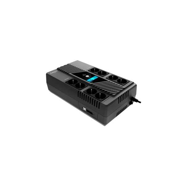 NJOY Szünetmentes 800VA - Token 800 (2x4 Schuko, line-interaktív,HID USB, LCD, túlfeszültség védett, fekete) - Image 3