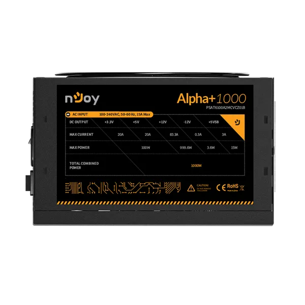 NJOY Tápegység Alpha+ 1000W, 12cm, 20+4, Aktív PFC 80+ Gold - Image 4
