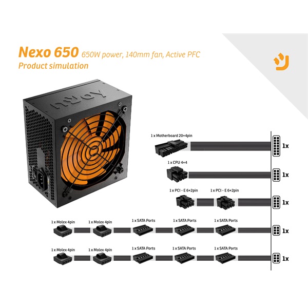 NJOY_Tapegyseg_650W_-_Nexo_650_80_Plus_Bronze_Aktiv_PFC_12cm-i411715.jpg NJOY Tápegység 650W - Nexo 650 (80 Plus Gold, Aktív PFC, 12cm) - Image 4