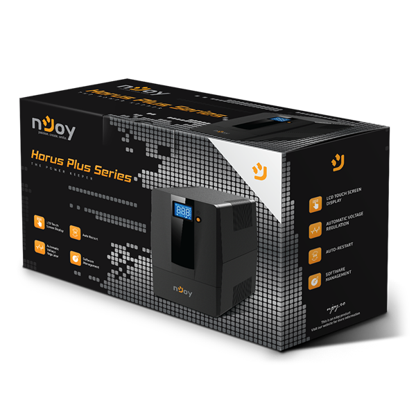 NJOY Szünetmentes  800VA - Horus Plus 800 (2 Schuko, line-interaktív, RJ11 védelem, USB, szoftver, LCD kijelző, fekete) - Image 13