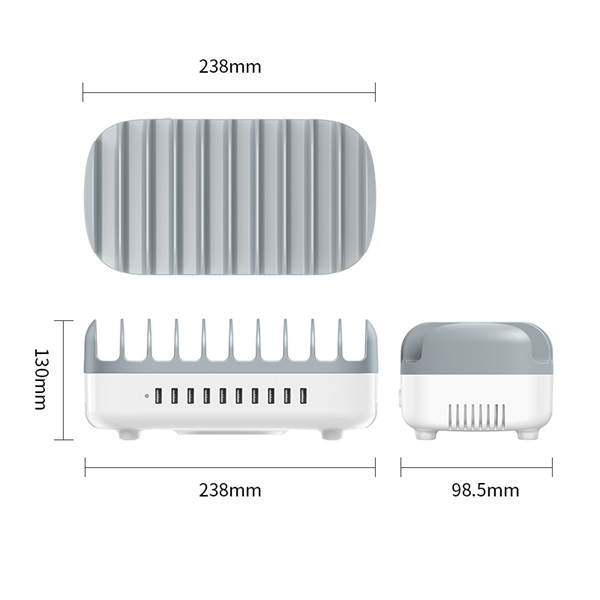 ORICO Töltő állomás - DUK-10P-V1-EU-WH (10x USB-A, 5V2.4A x5, 120W, fehér) - Image 2