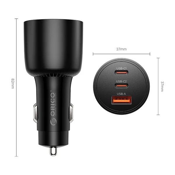ORICO autós töltő - PL-165-1A2C-BK (Szivargyújtós, USB-C 65W+USB-C 100W+2xUSB-A 36W, fekete) - Image 2