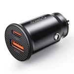 ORICO autós töltő - PM-30-1A1C-BK (Szivargyújtós, USB-C 30W+USB-A 27W, fekete)