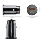 ORICO autós töltő - PM-30-1A1C-BK (Szivargyújtós, USB-C 30W+USB-A 27W, fekete) - Image 2