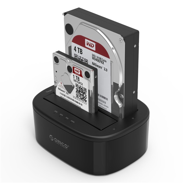 Orico HDD/SSD Dokkoló - 6228US3-C-EU-B/51/ (2x 2,5"/3,5" HDD/SSD -> USB-A, Max.: 16TB, Klón, fekete) - Image 2