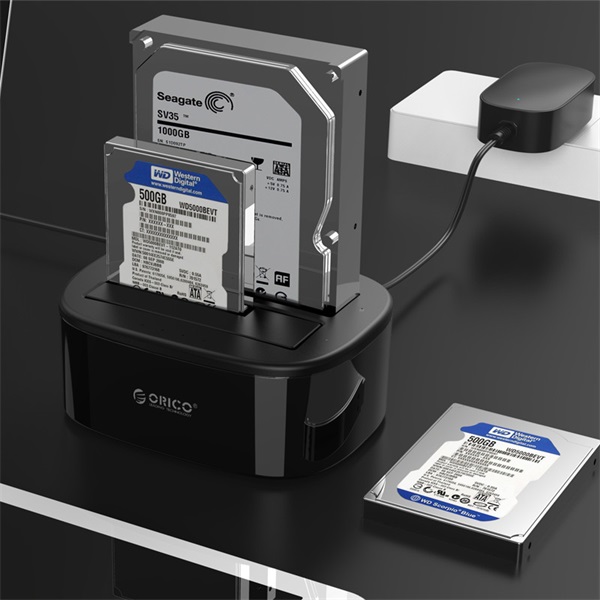 Orico HDD/SSD Dokkoló - 6228US3-C-EU-B/51/ (2x 2,5"/3,5" HDD/SSD -> USB-A, Max.: 16TB, Klón, fekete) - Image 4