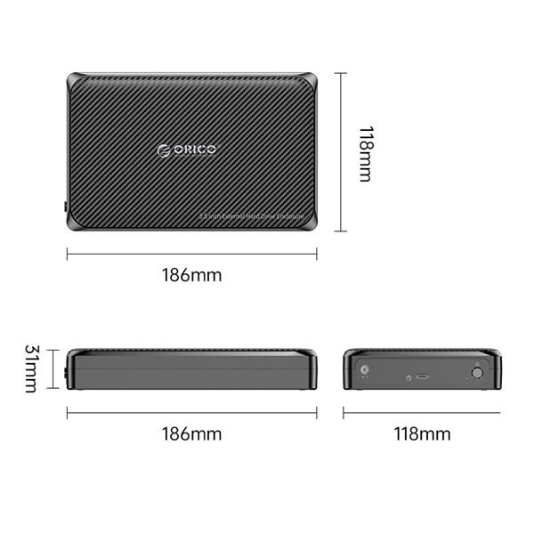 Orico Külső HDD/SSD Ház 2.5"/3,5" - DDW35-C3-EU-BK (USB-C to USB-A/C, Max.: 18TB, fekete) - Image 2