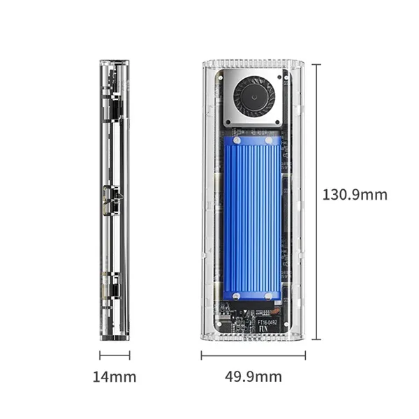 Orico Külső M.2 ház - ORICO-TCM2-U4-BL-BP (USB-C 4 -> M.2 NVMe, Max.: 8TB, 40 Gbps, kék) - Image 3