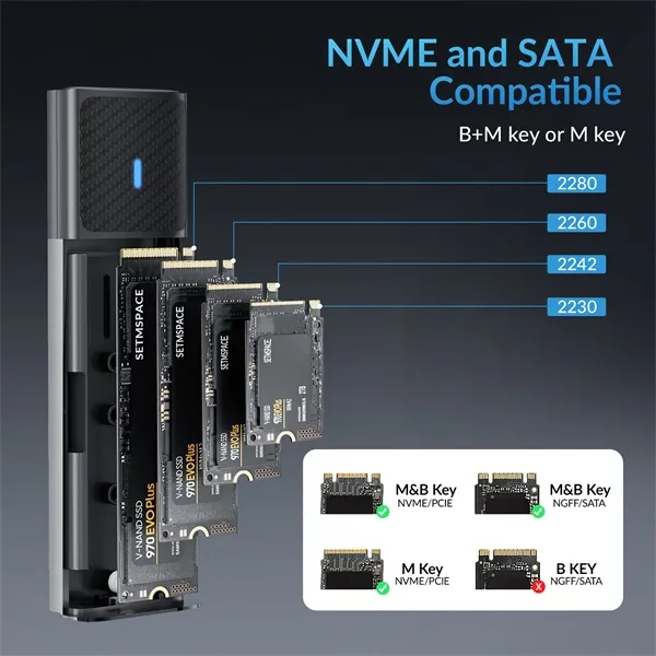 Orico Külső M.2 ház - STPWDM2-G2-GY (USB-A/C -> M.2 NVMe, Max.: 8TB, 10 Gbps) - Image 13